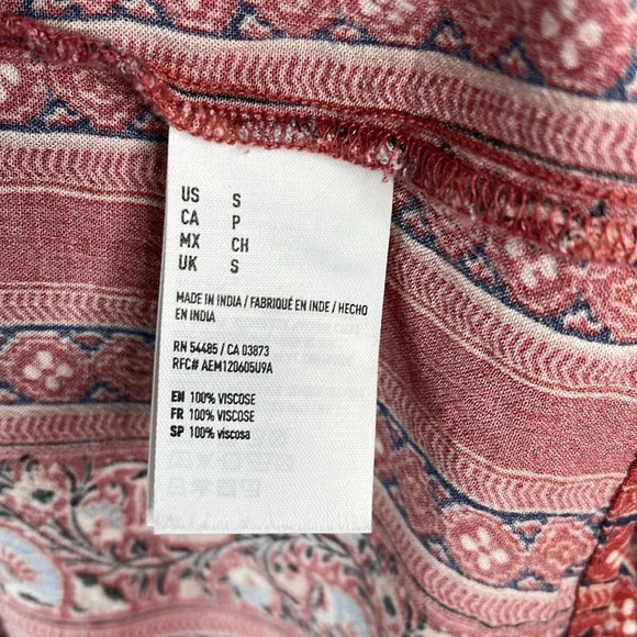 AMERICAN EAGLE Ruffled Off The Shoulder Dress Rusty Pink Fit & Flare Buttoned S - Picture 8 of 11